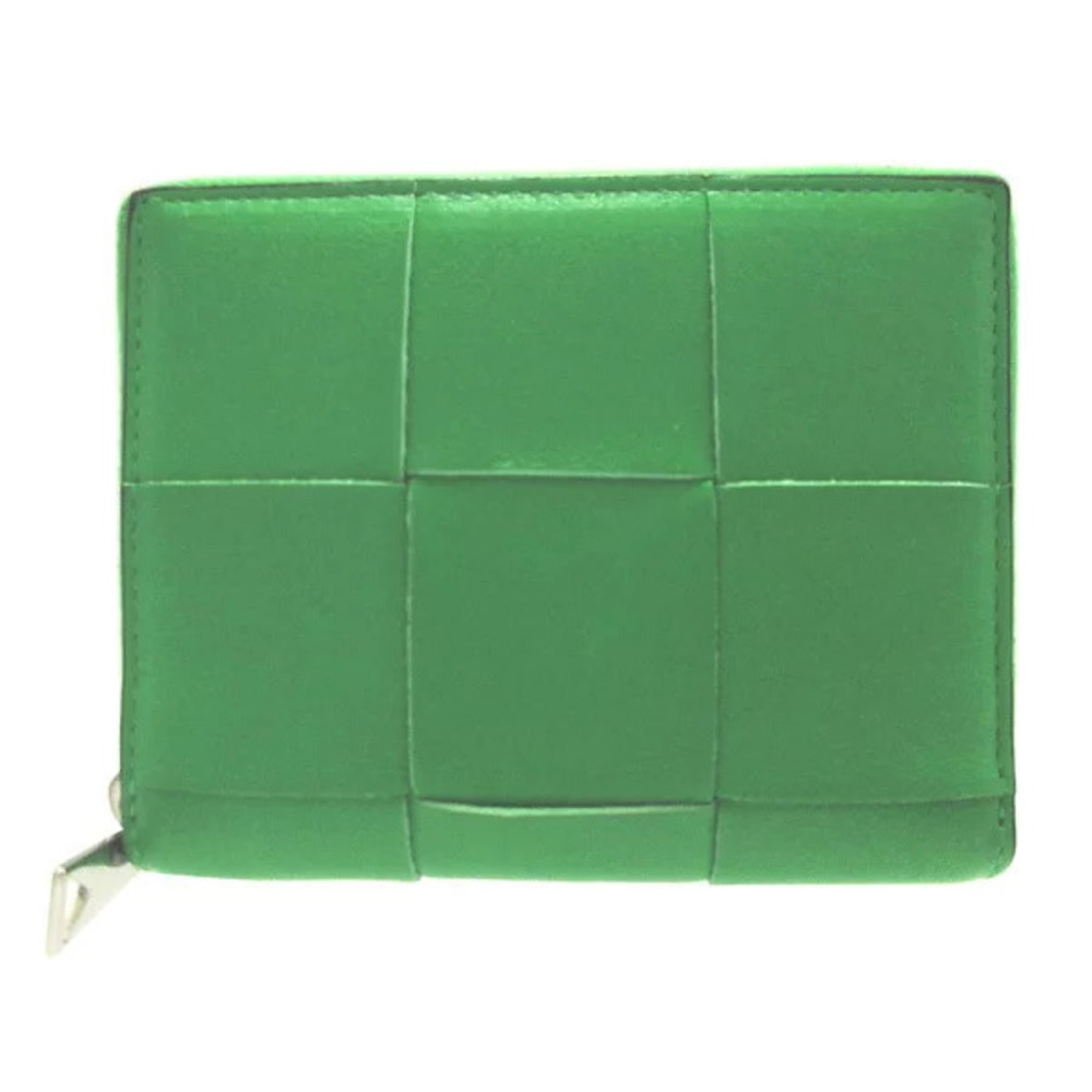 Bottega Veneta Maxi Intrecciato Cassette Leather Green Bi fold Wallet